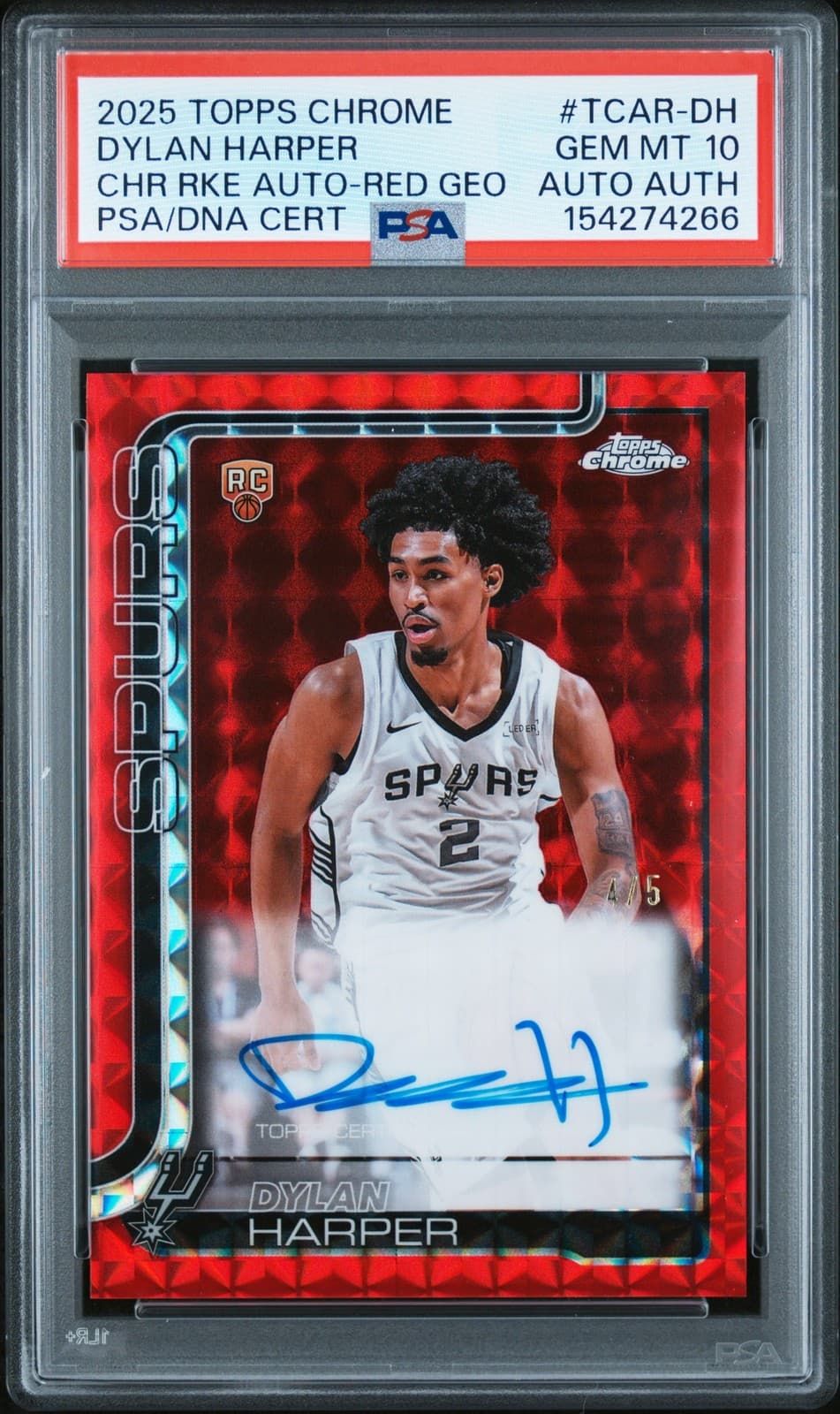 2025 TOPPS CHROME CHROME ROOKIE AUTOS DYLAN HARPER 4/5 PSA 10 AUTO AUTHENTIC