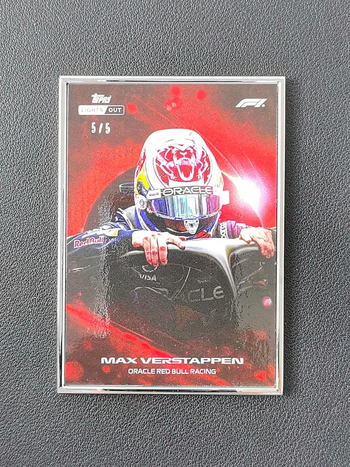 2026 Topps Lights Out F1 Max Verstappen Halo Silver Frame Red 5/5 YKG