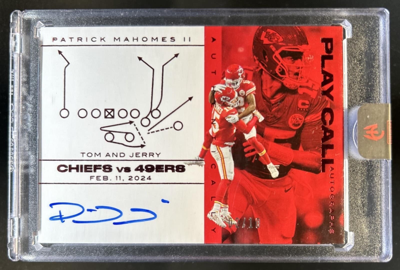 2025 Panini Authentically Mahomes Patrick II Play Call Auto Red #/10 Chiefs