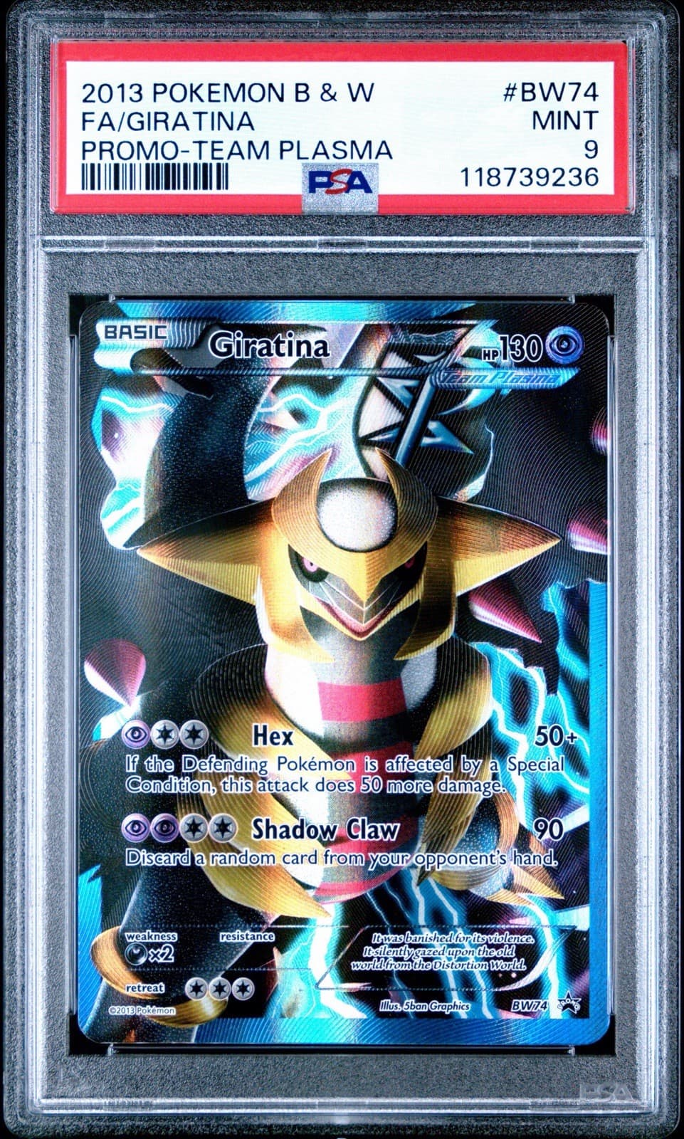 2013 Pokemon Black & White Promo Bw74 Full Art/Giratina Team Plasma Psa 9