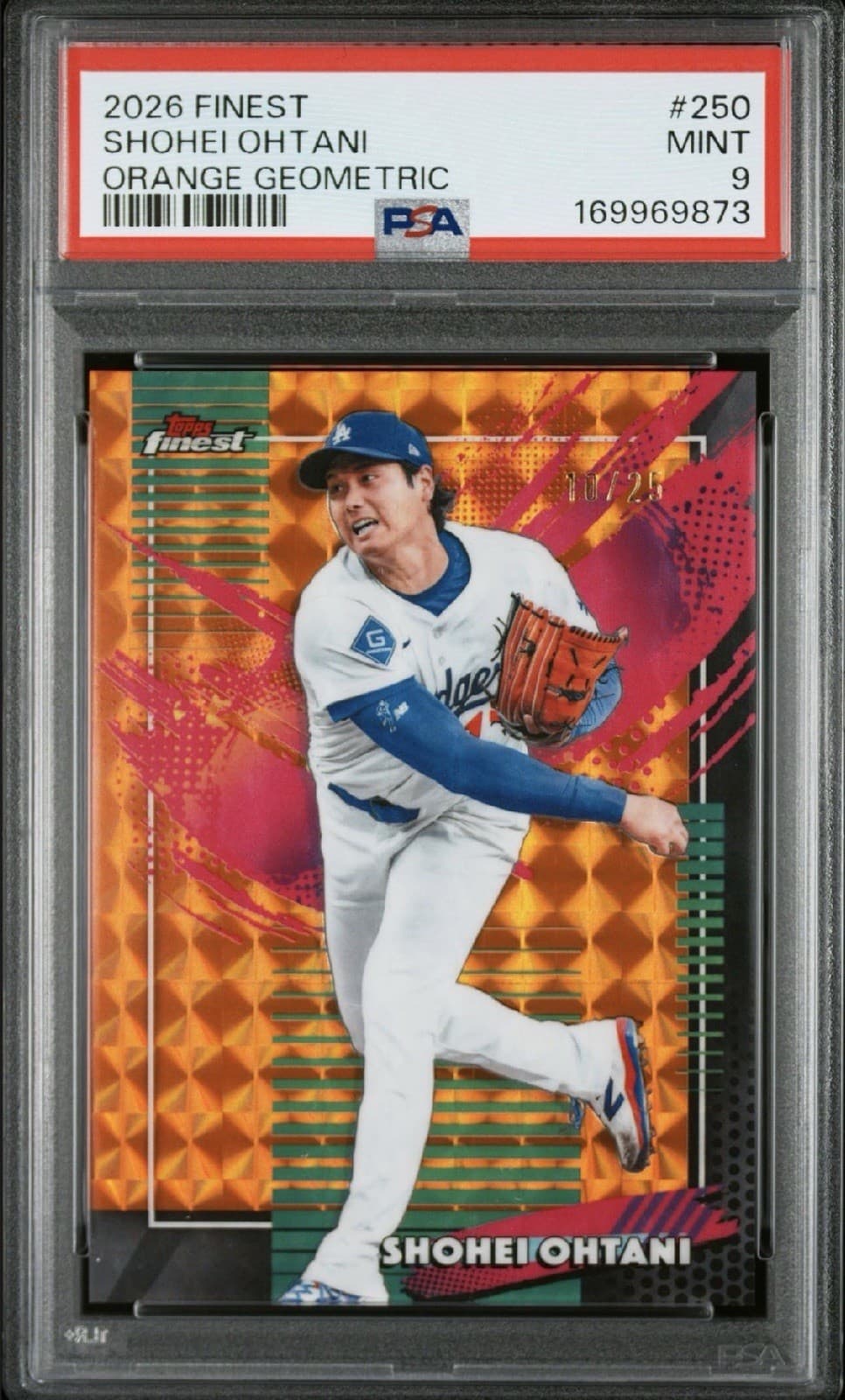 Topps Finest 2026 Shohei Ohtani Dodgers #250 Orange Geometric /25 PSA 9