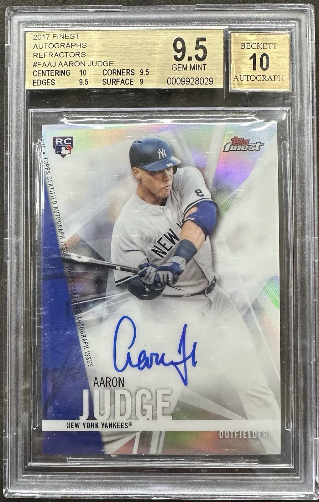 2017 Topps Finest - Autographs AARON JUDGE BGS 9.5/10 Auto!!!