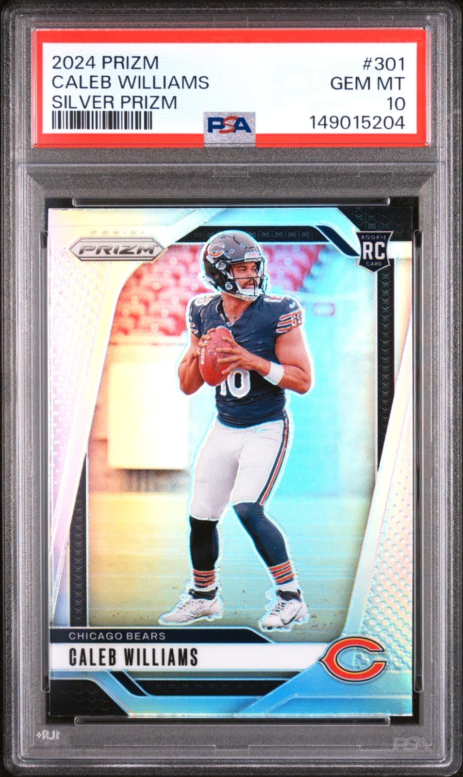 CALEB WILLIAMS 2024 PRIZM SILVER ROOKIE RC #301 PSA 10 GEM MINT! BEARS 149015204