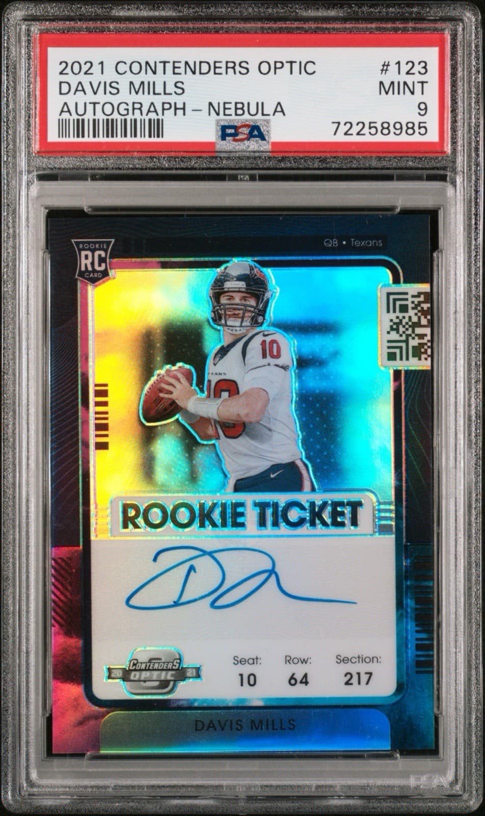 2021 CONTENDERS OPTIC AUTO-NEBULA #123 DAVIS MILLS 2/2 PSA 9