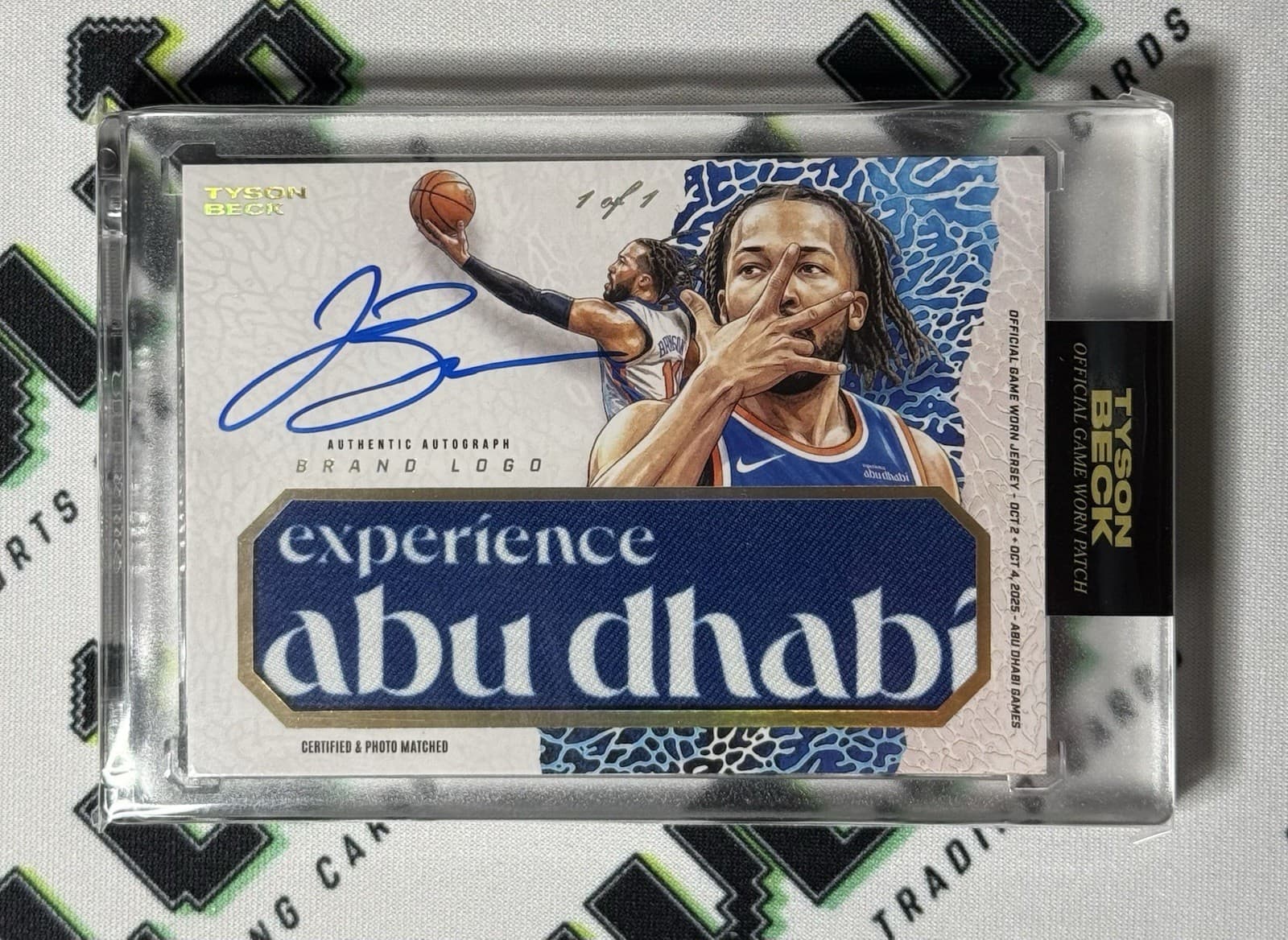 2026 Jalen Brunson x Tyson Beck Game Worn Patch Auto BRAND LOGO 1/1 Abu Dhabi