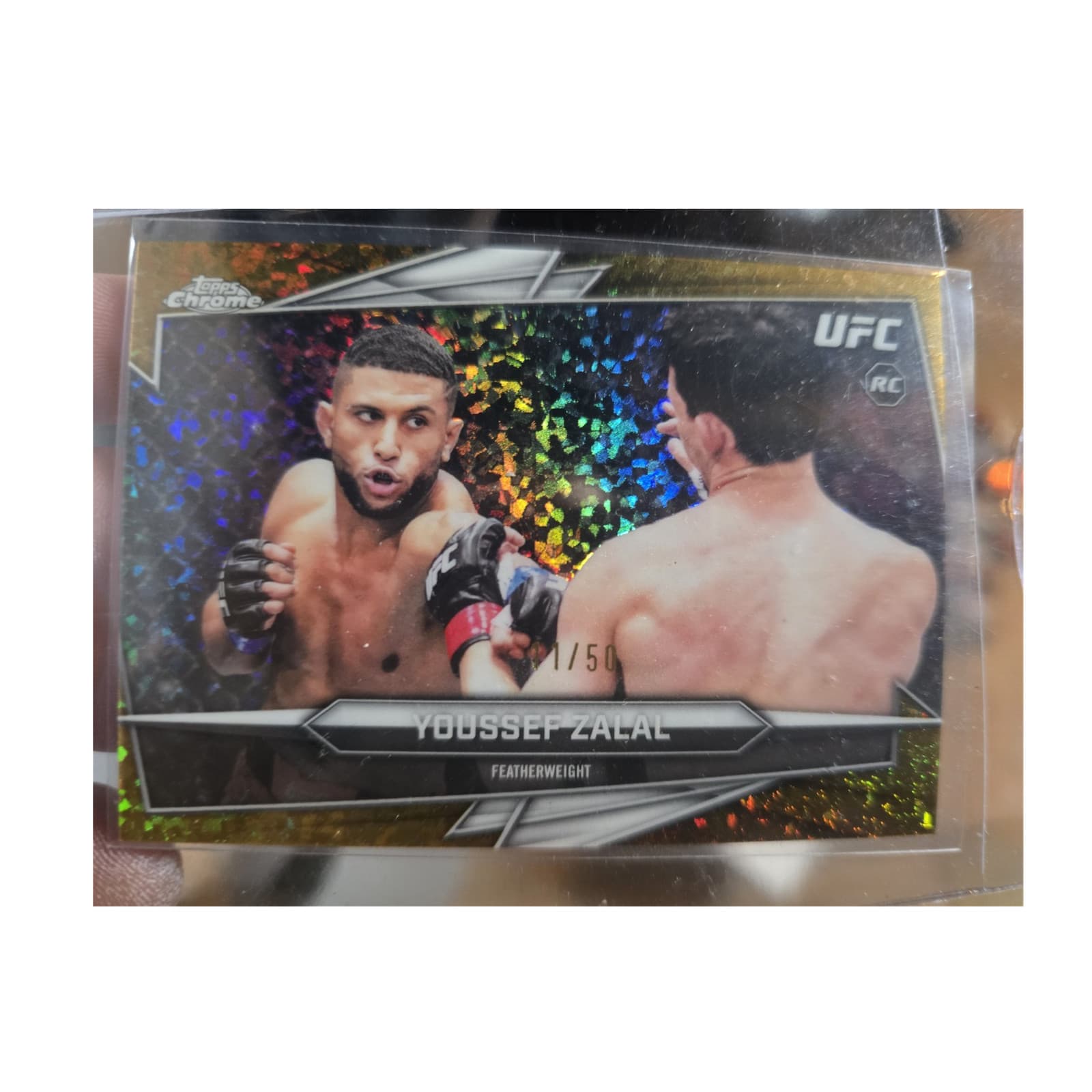 Topps Chrome UFC Youssef Zalal Gold Rookie Serial Numbered /50 MMA Trading Card