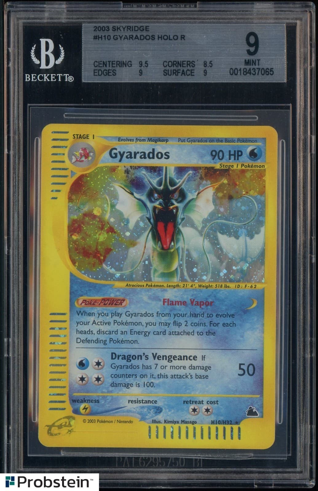 2003 Pokemon Skyridge #H10 Gyarados Holo R BGS 9 MINT
