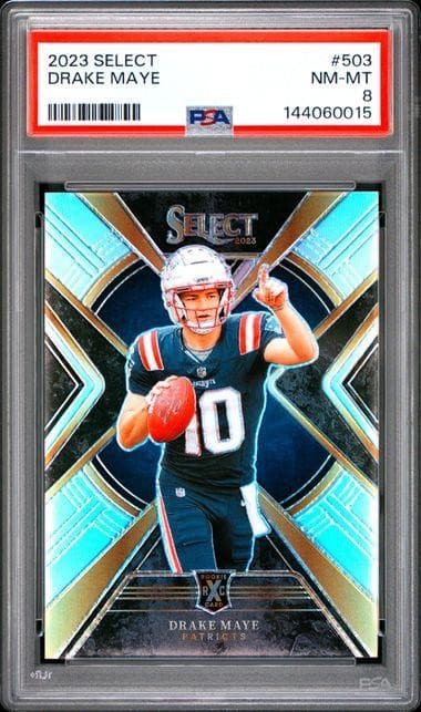 2023 Panini Select Drake Maye XRC #503 PSA 8