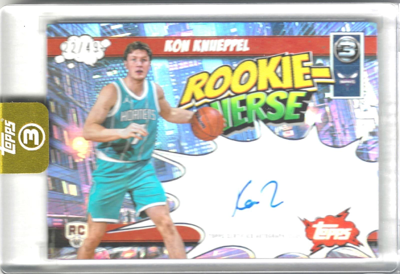 Kon Knueppel Topps 3 Rookie Verse 22/49, Hornets, RC