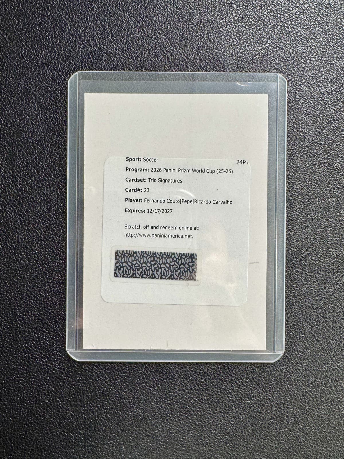 2026 Panini Prizm FIFA World Cup Fernando Couto Pepe Ricardo Carvalho Trio Auto