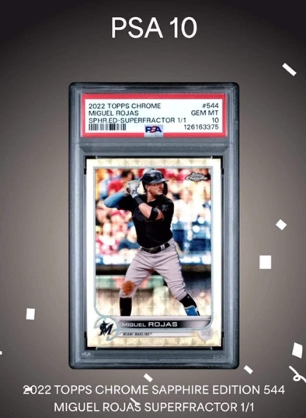 2022 Topps Chrome Sapphire Miguel Rojas #544 SuperFractor 1/1 PSA 10 Topps