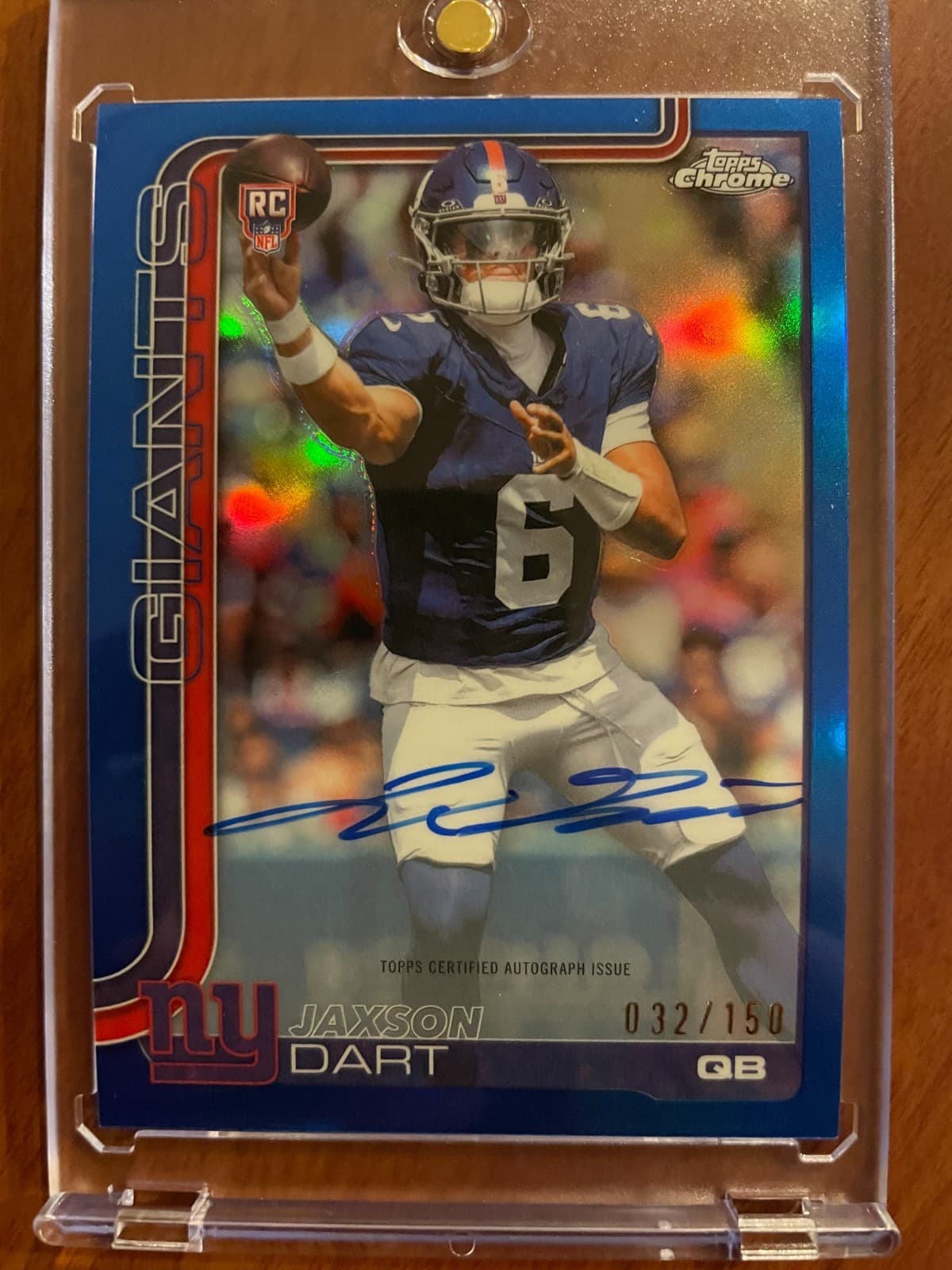 JAXSON DART - 2025 Topps Chrome True Blue Refractor Rookie Autograph 32/150 Auto