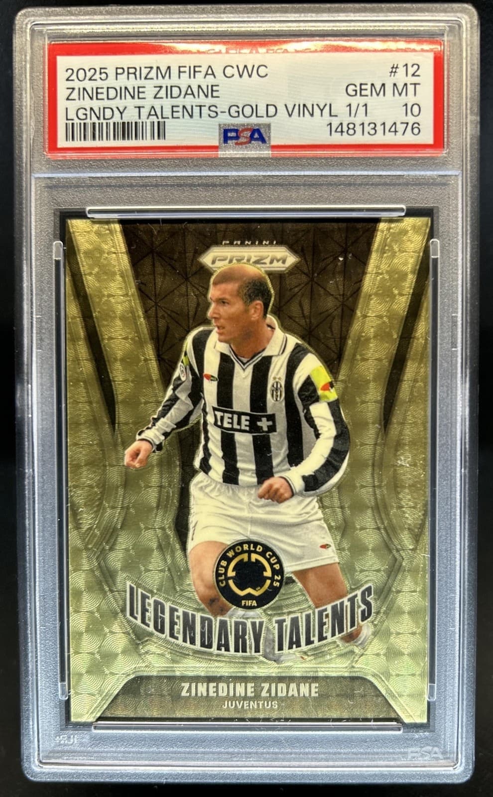 2025 Prizm World Cup Zinedine Zidane Legendary Talents Gold Vinyl #1/1 PSA 10