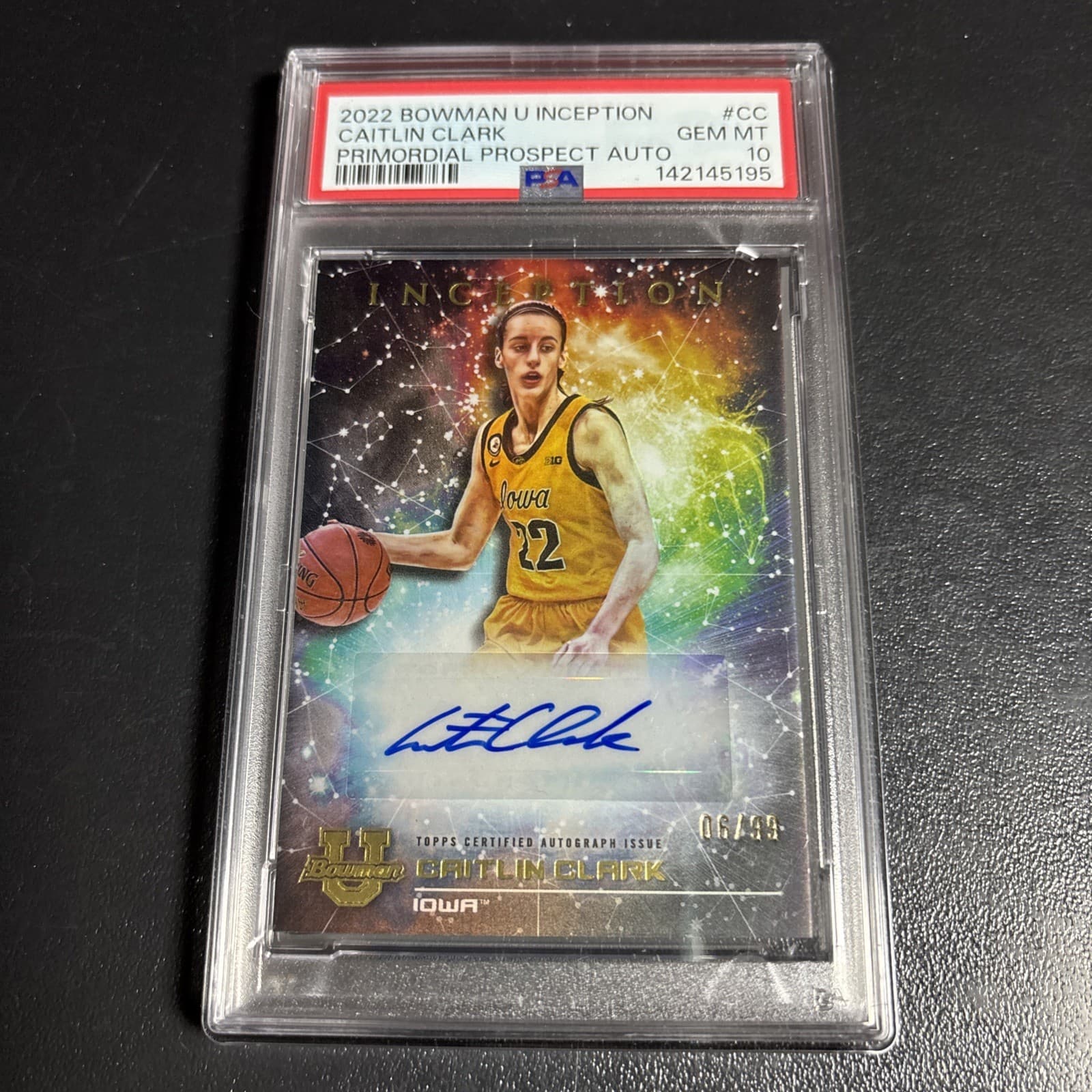 2022 Bowman U Inception Caitlin Clark Primordial Prospect Auto PSA Gem Mint 10