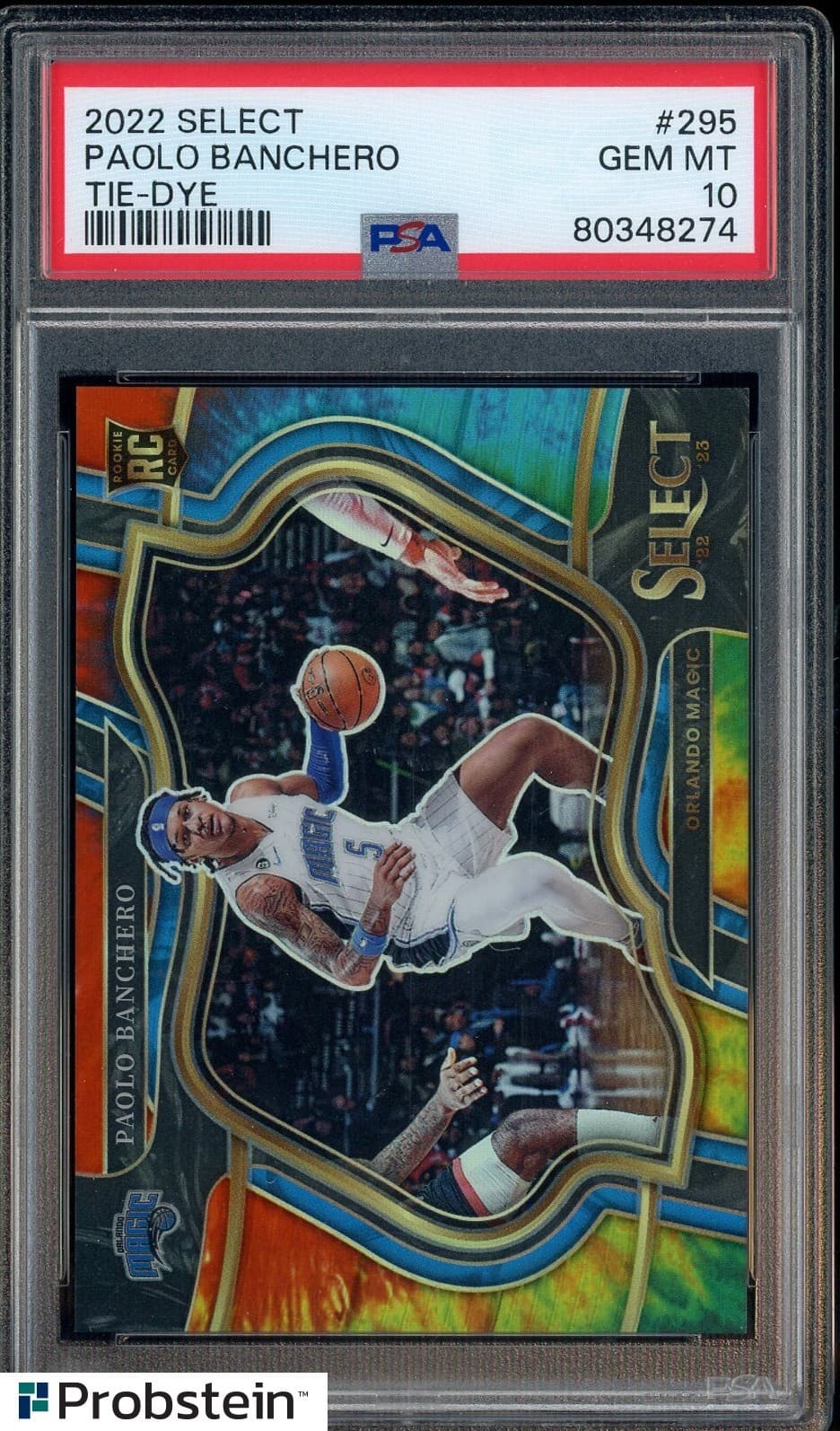 2022 Panini Select Tie-Dye Prizm #295 Paolo Banchero Magic RC Rookie /25 PSA 10