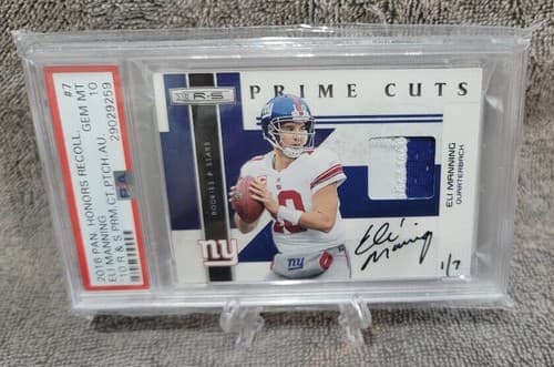 2016 Panini Honors Recollection Patch / Auto Eli Manning /7 PSA 10 Pop 2.