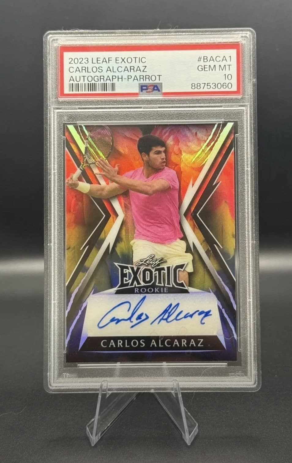 2023 Leaf Exotic Carlos Alcaraz RC Auto Parrot 1/1 PSA 10 GEM MINT POP 1