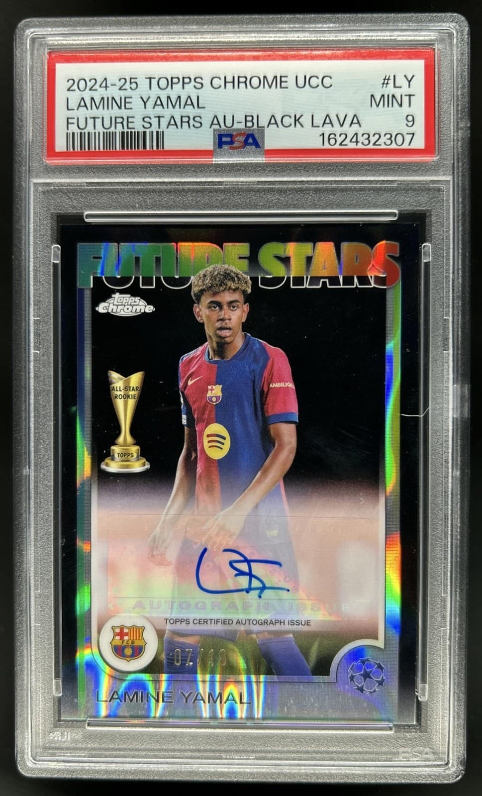 2024-25 Topps Chrome Lamine Yamal Future Stars Auto Black Lava #/10 PSA 9