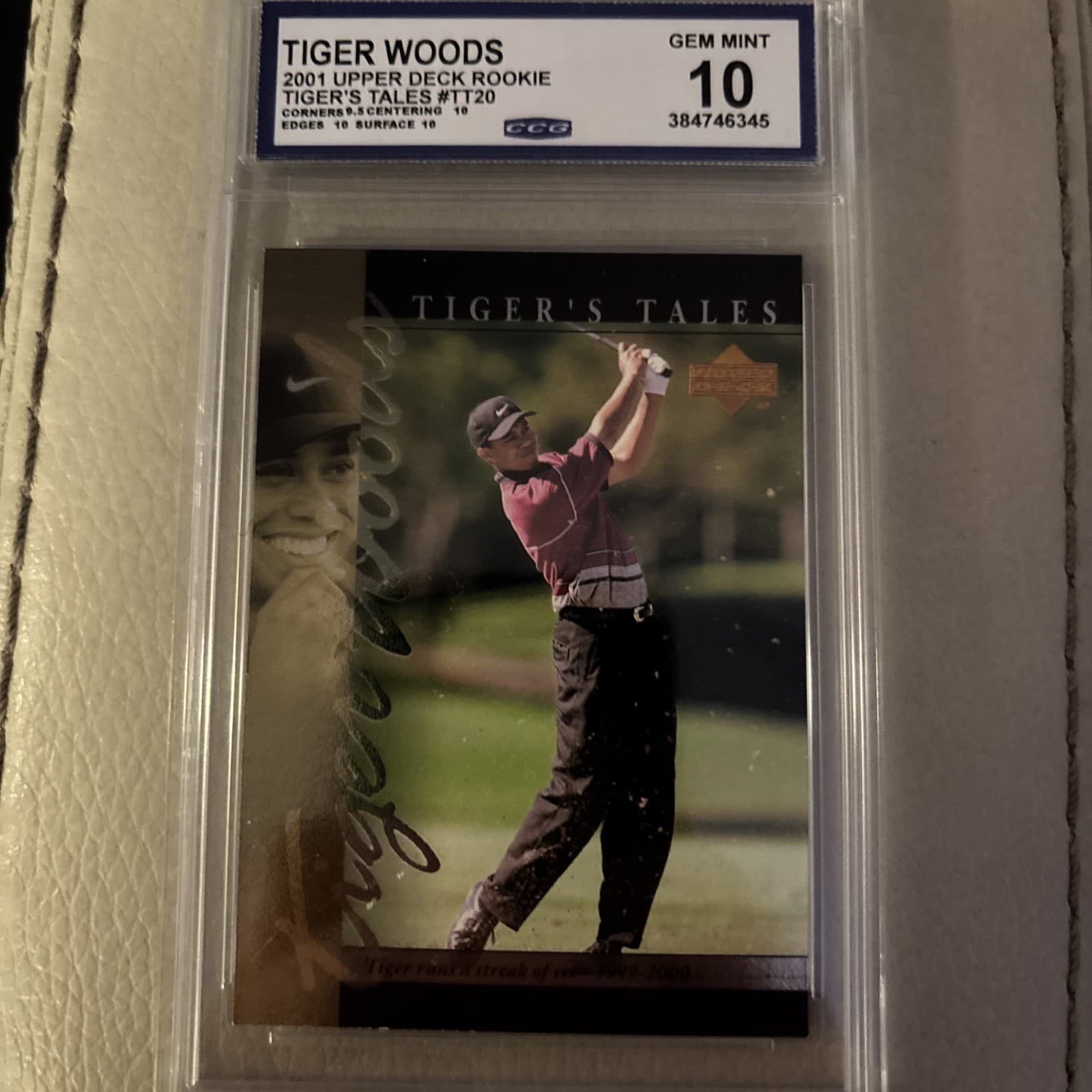 Tiger Woods 2001 Upper Deck Golf Tiger's Tales #TT20 Rookie GEM MINT