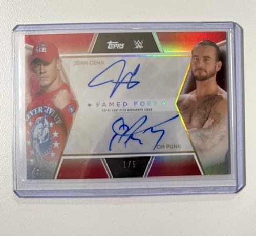 2025 Topps WWE Famed Foes DUAL AUTO  John Cena & CM Punk 1/5 #FF4