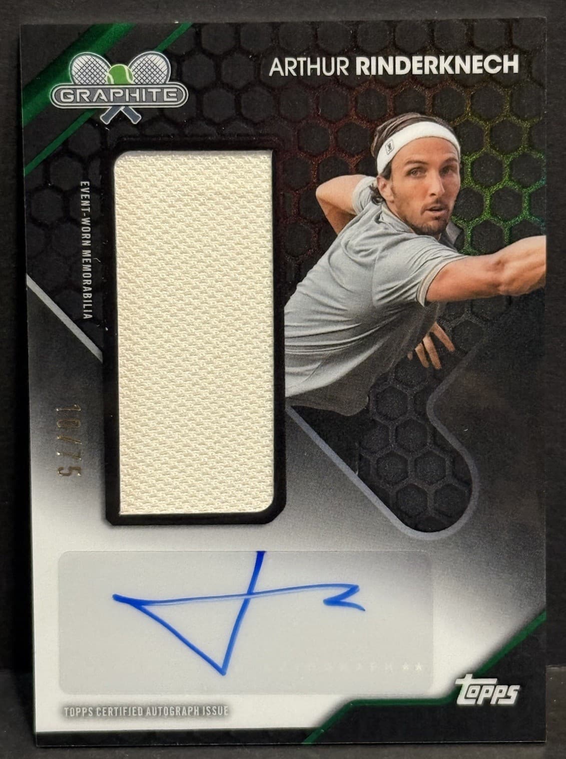 2025 Topps Graphite Tennis Arthur Rinderknech Patch Auto Green /75