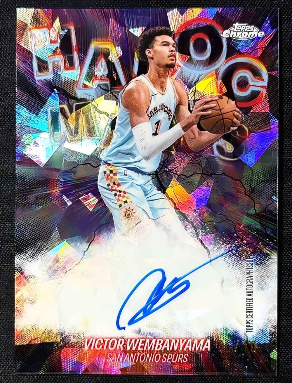 2025-26 Topps Chrome Update Victor Wembanyama Sapphire Black /10 Havoc Mark Auto