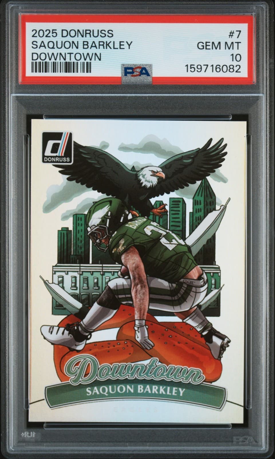 2025 PANINI DONRUSS DOWNTOWN #7 SAQUON BARKLEY PSA 10