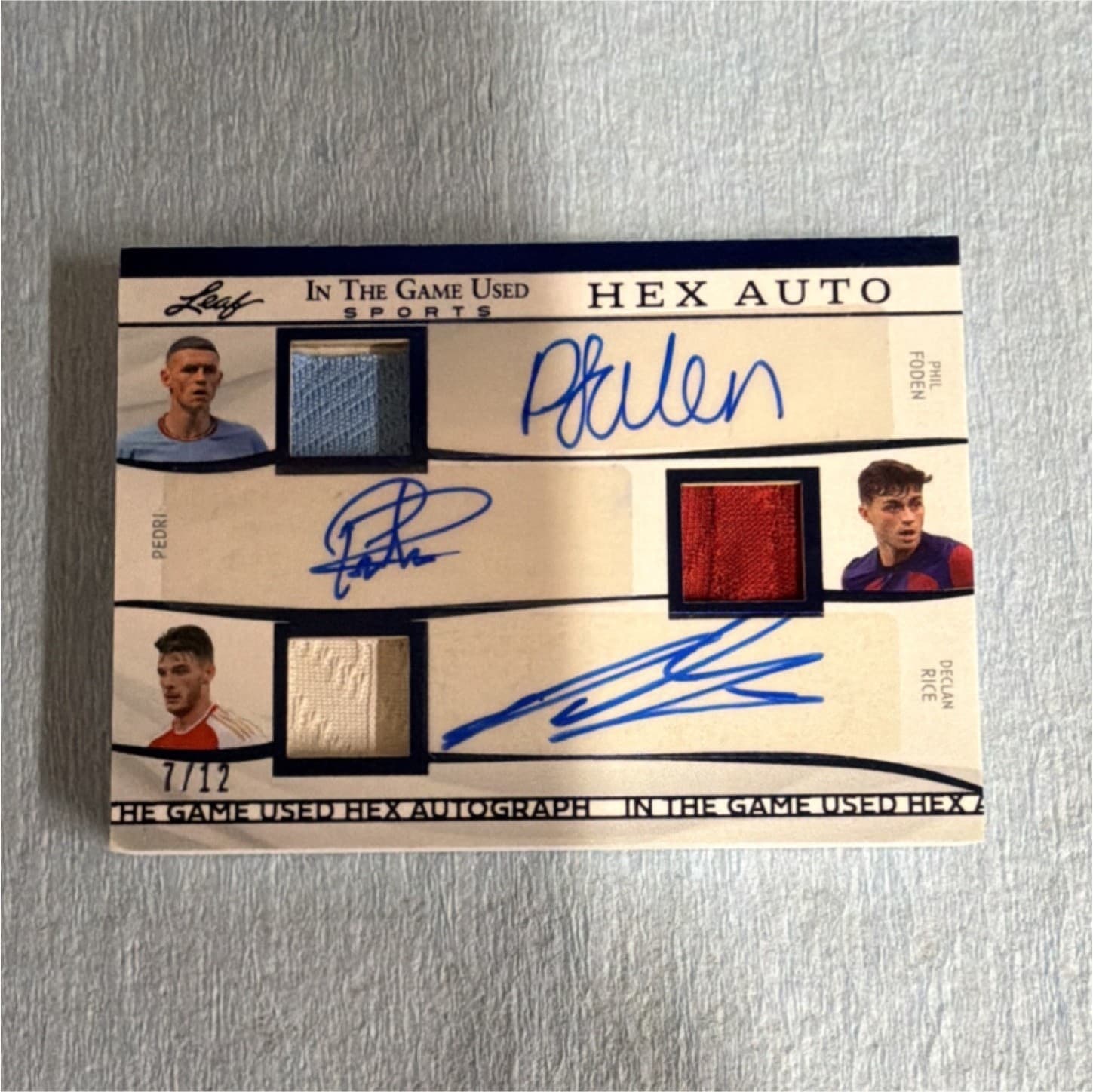 Leaf In The Game Used Sports HEX 6 AUTO Game Used 7/12 Foden Rice Pedri Gavi ect