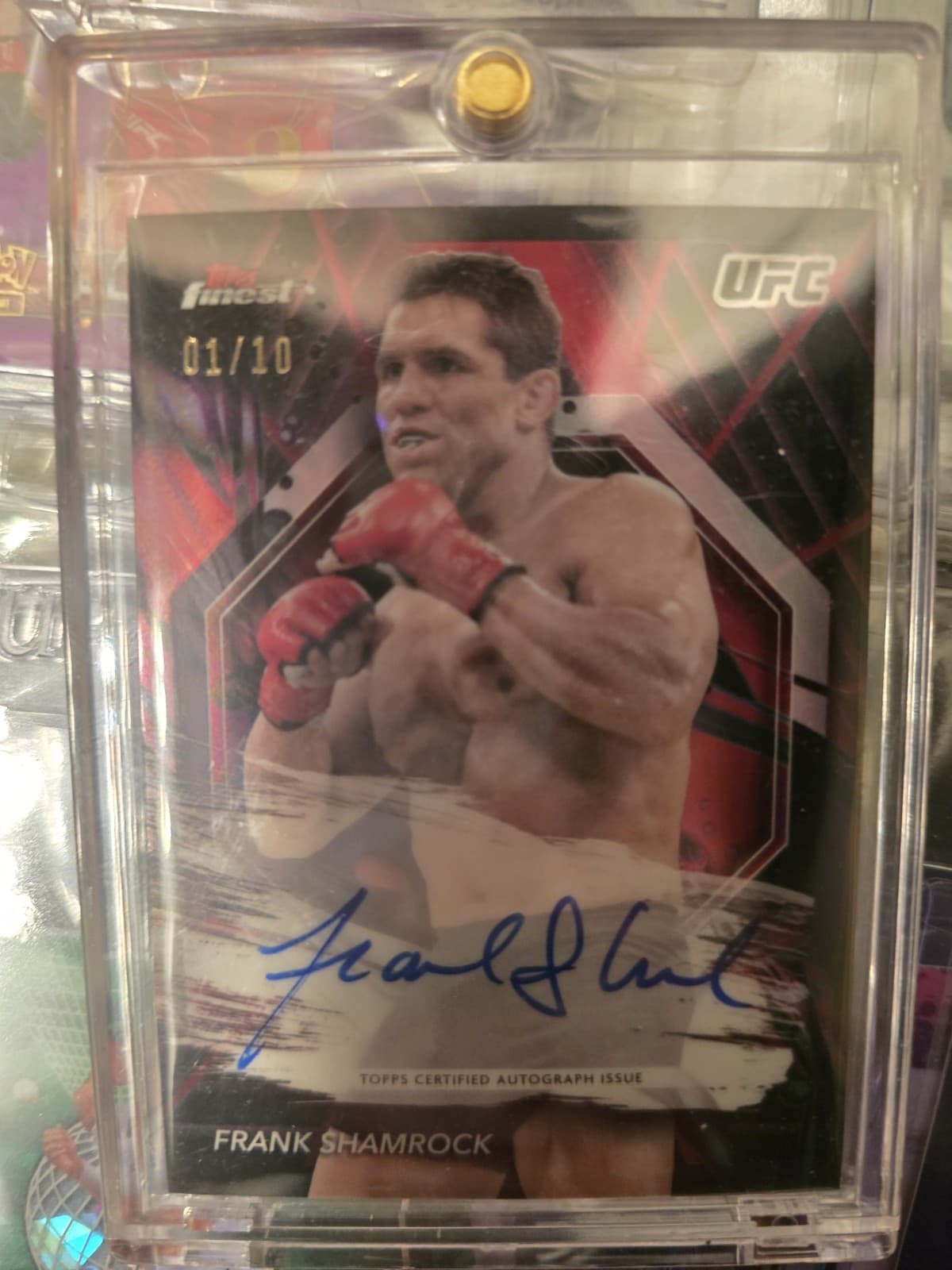 2024 Topps Finest UFC Frank Shamrock Red & Black Refractor Auto #FA-FSK 1/10 MMA
