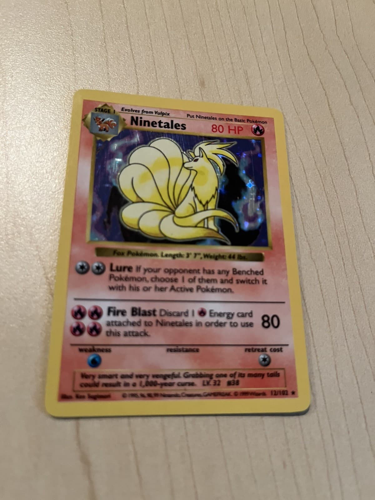 Ninetales Pokemon Card  012/102 Base Set Holo
