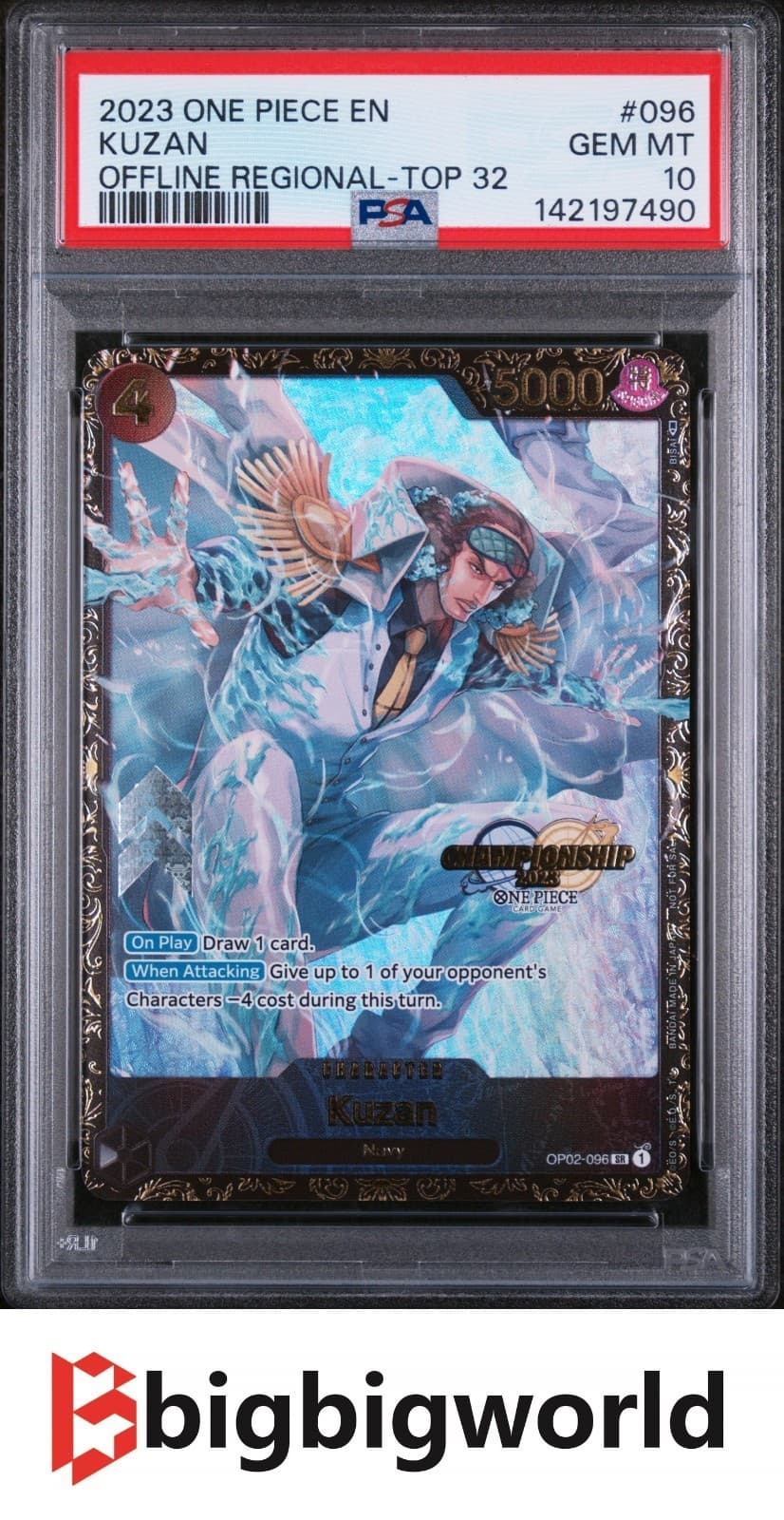 One Piece Card Game Kuzan OP02-096 Offline Regional Top 32 PSA10