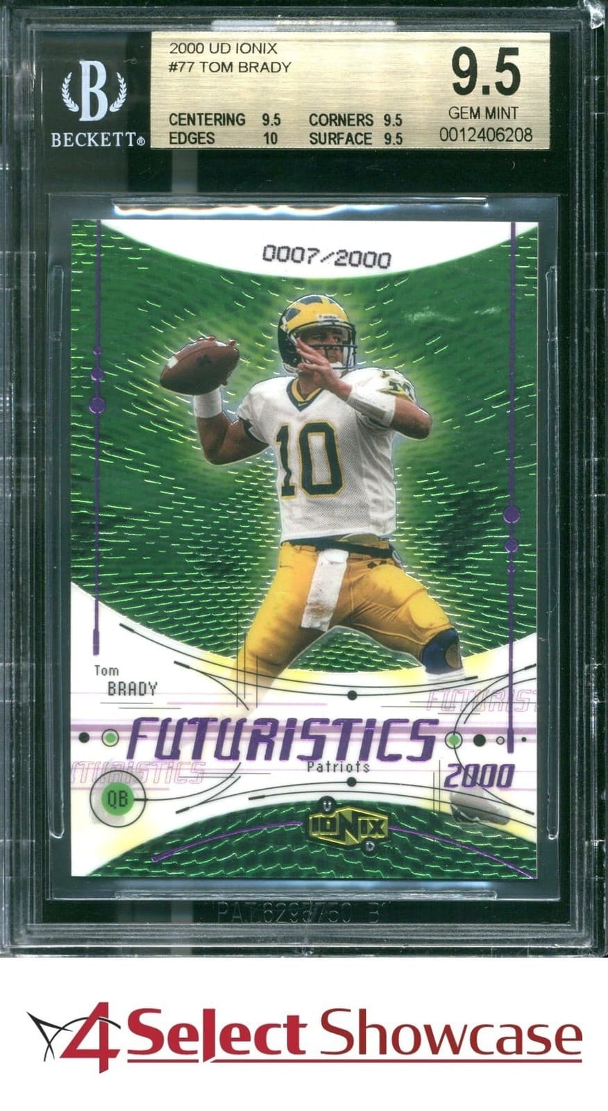 2000 UD IONIX #77 TOM BRADY RC #/2000 4SC ELITE BGS 9.5