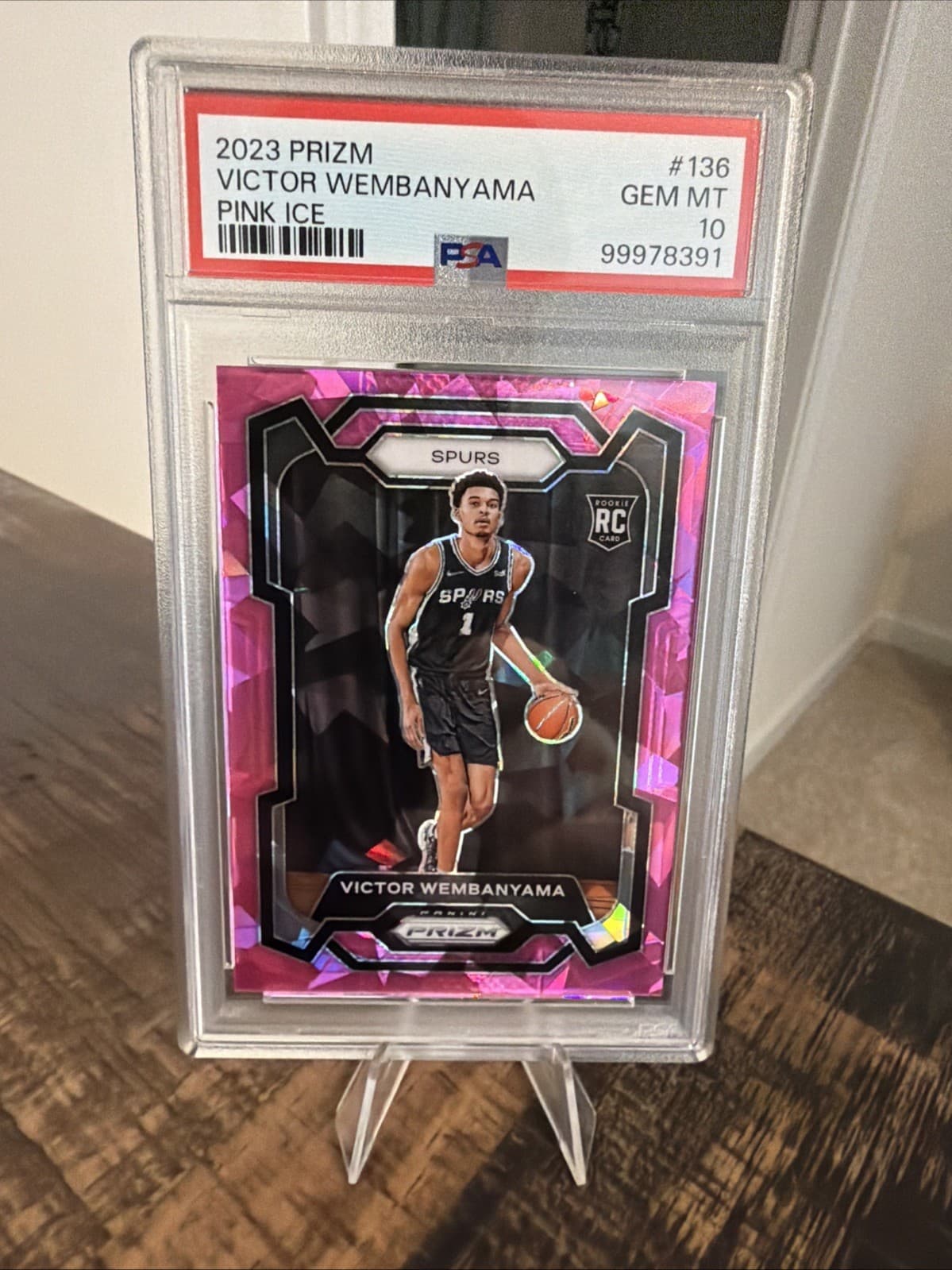 2023-24 Panini Prizm Victor Wembanyama #136 Pink Ice Prizm (RC) PSA 10 Gem Mint