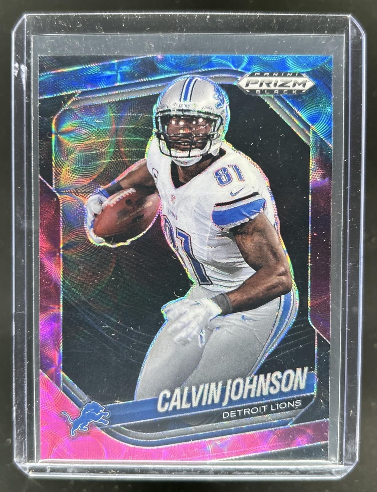 2025 Panini Prizm Black Calvin Johnson Nebula FOTL #1/1 Lions