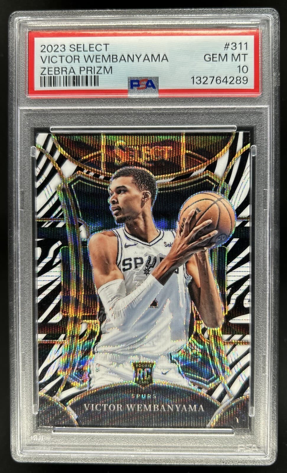 2023-24 Panini Select Victor Wembanyama Zebra Prizm SSP RC Mezzanine #311 PSA 10