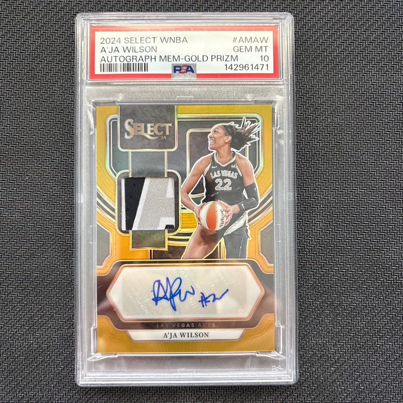 2024 Panini Select WNBA Patch Auto A'ja Wilson /10 Gold Prizm - PSA GEM MT 10!!!