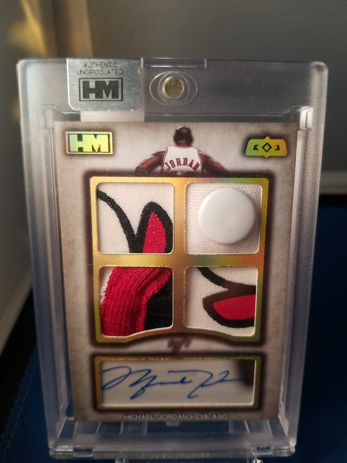 MICHAEL JORDAN 2016 Hits Memorabilia HM Cornerstone QUAD JERSEY AUTO JSA LOAs1/1