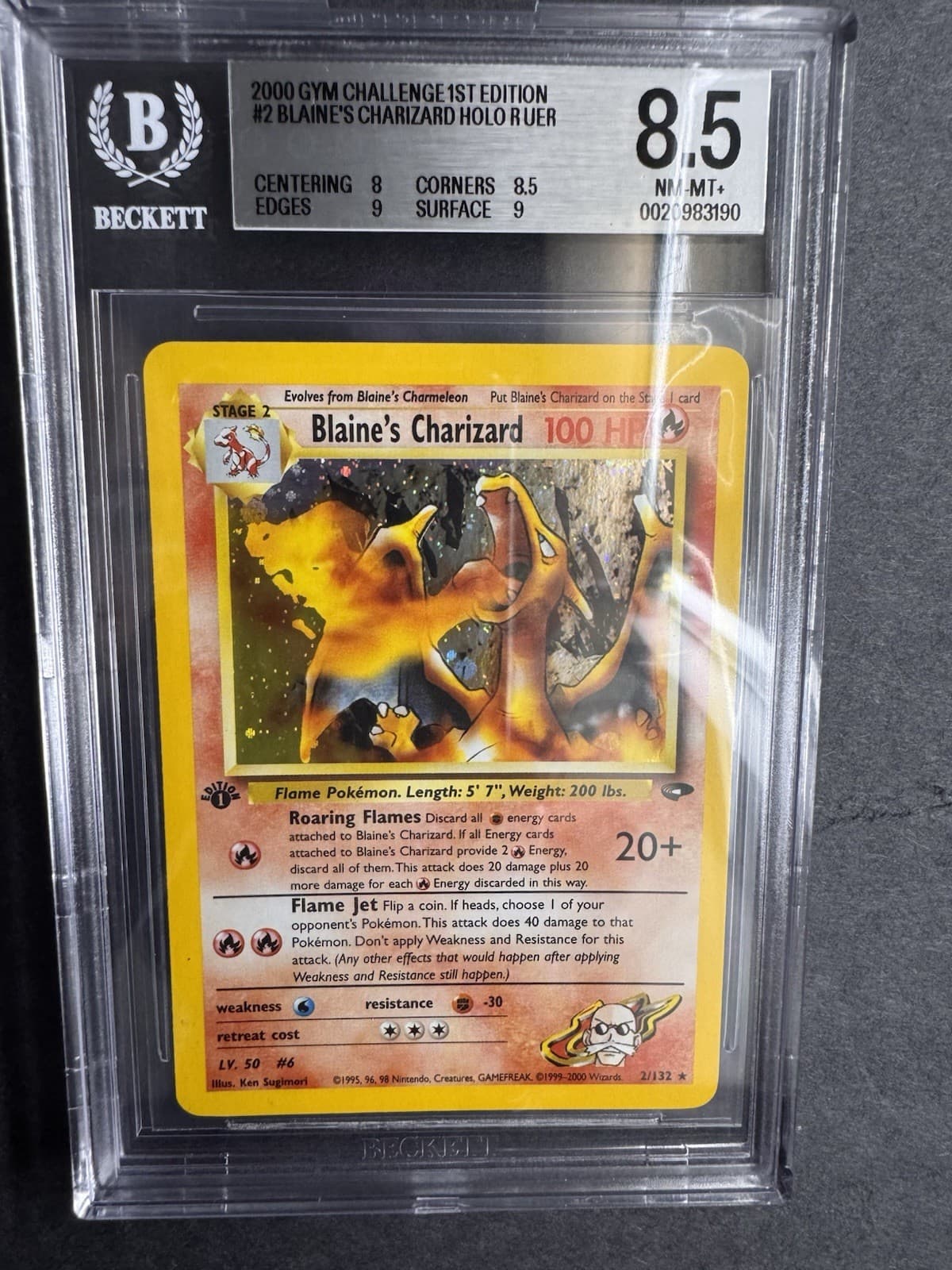 2000 Pokemon Gym Challenge 1st Edition Blaine’s Charizard #2 Holo BGS 8.5