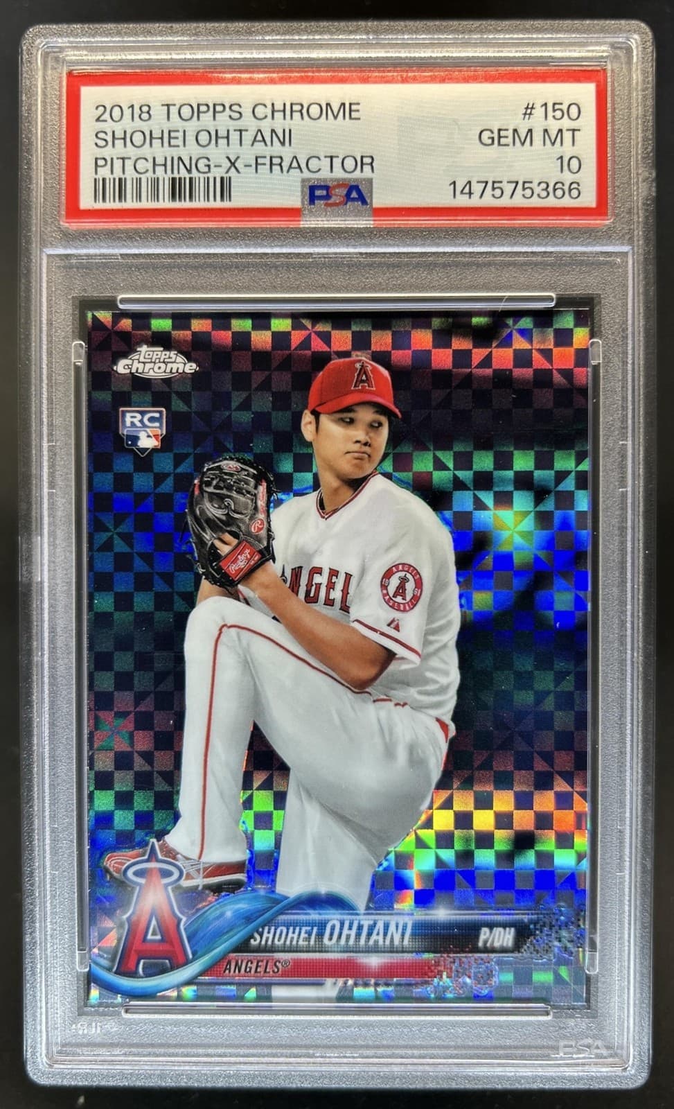 2018 Topps Chrome Shohei Ohtani RC Refractor X Fractor Rookie #150 Angels PSA 10