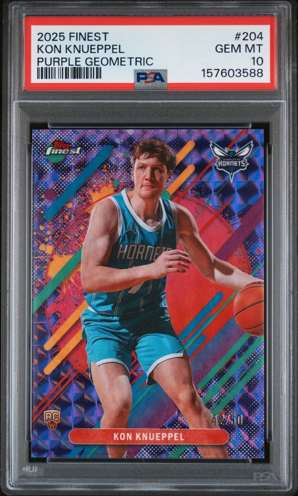 Kon Knueppel 2025 Topps Finest #204 Purple Refractor /50 Rookie RC - PSA 10