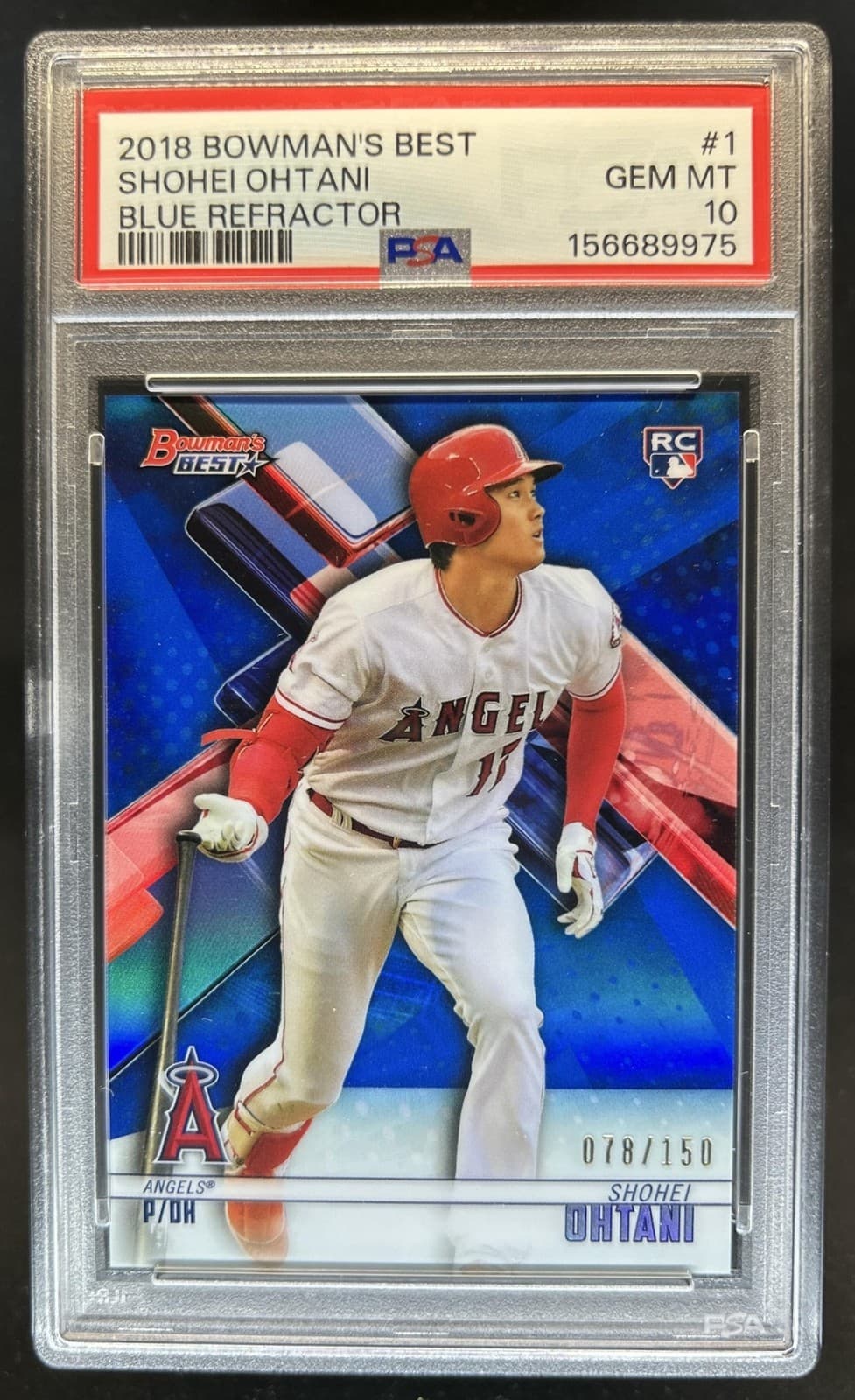 2018 Bowman's Best Shohei Ohtani RC Blue Refractor Rookie #/150 Angels PSA 10