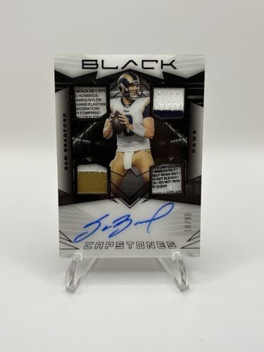 Sam Bradford 2024 Panini Black Football Capstones Landry Tag Quad Auto /99 Rams