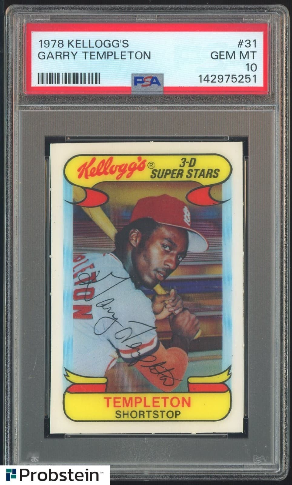 1978 Kellogg's 3-D #31 Garry Templeton St. Louis Cardinals PSA 10 Gem Mint