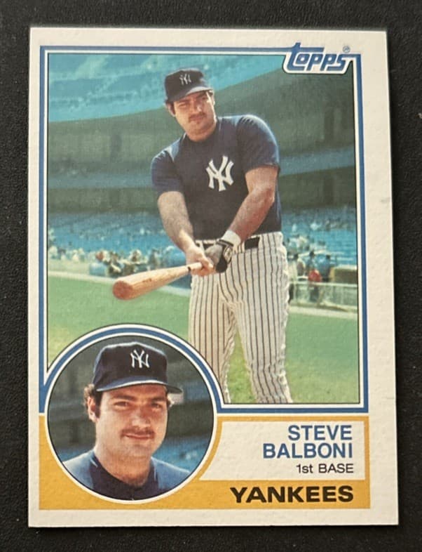 1983 Topps Steve Balboni 2nd Year Baseball Card #8 Yankees 1B VG O/C