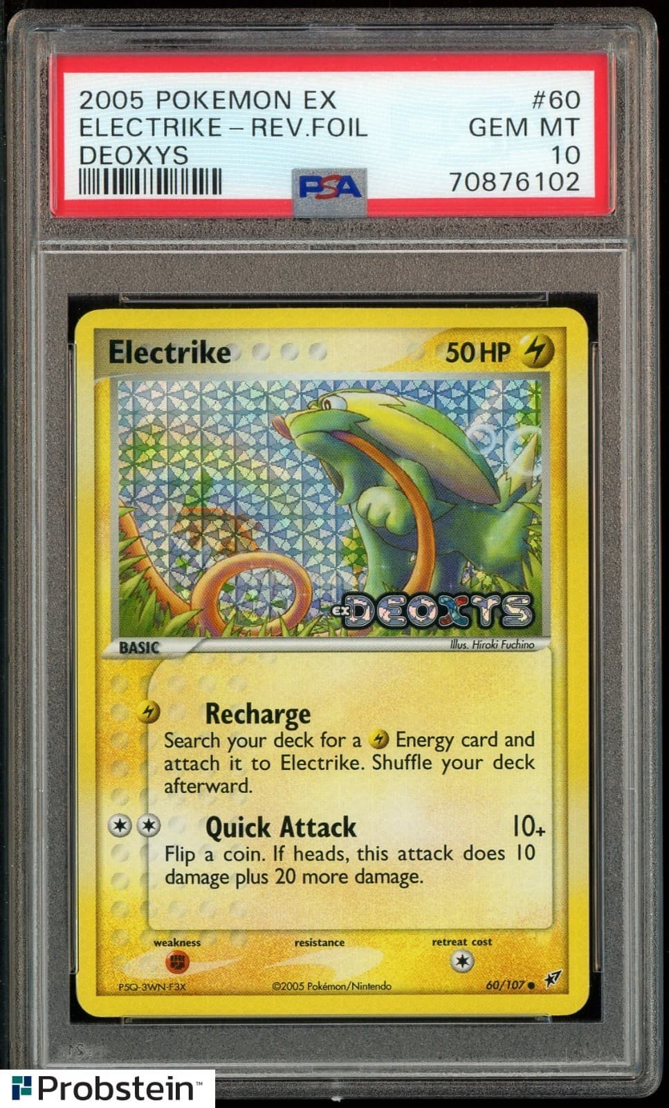 2005 Pokemon Ex Deoxys #60 Electrike Reverse Holo Foil PSA 10 GEM MINT POP 10