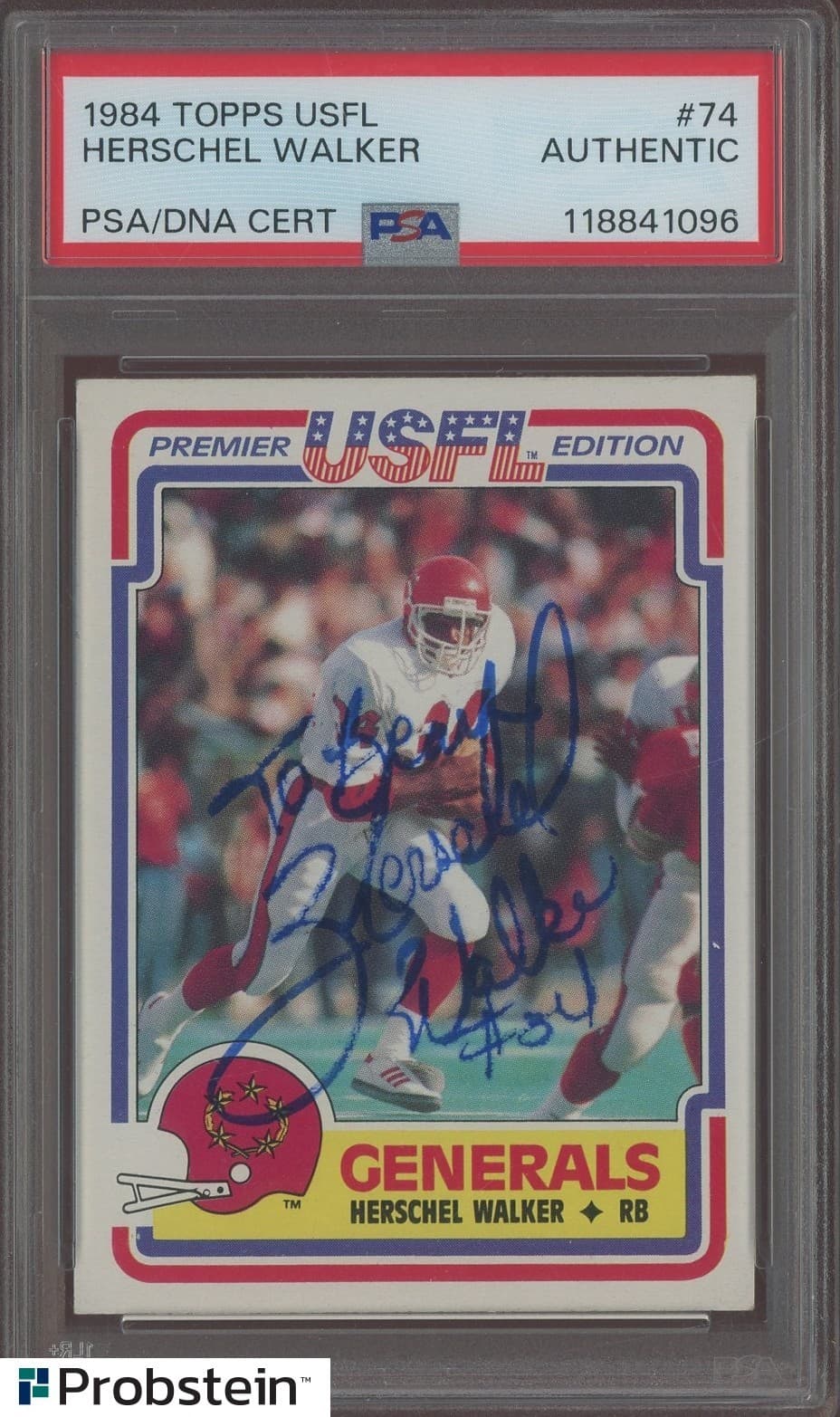 1984 Topps USFL #74 Herschel Walker RC Rookie AUTO PSA/DNA Authentic