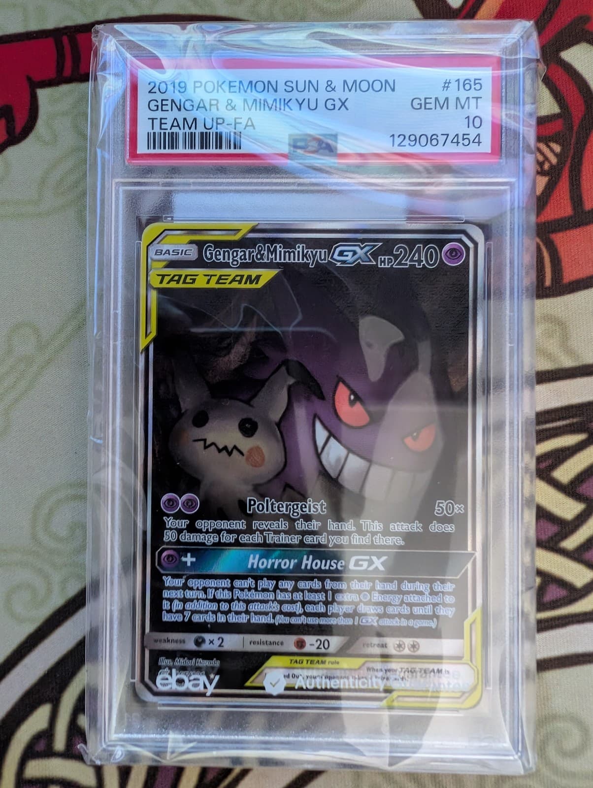 Pokemon 2019 Gengar & Mimikyu GX 165/181 Alt Art Team Up GEM MINT PSA 10