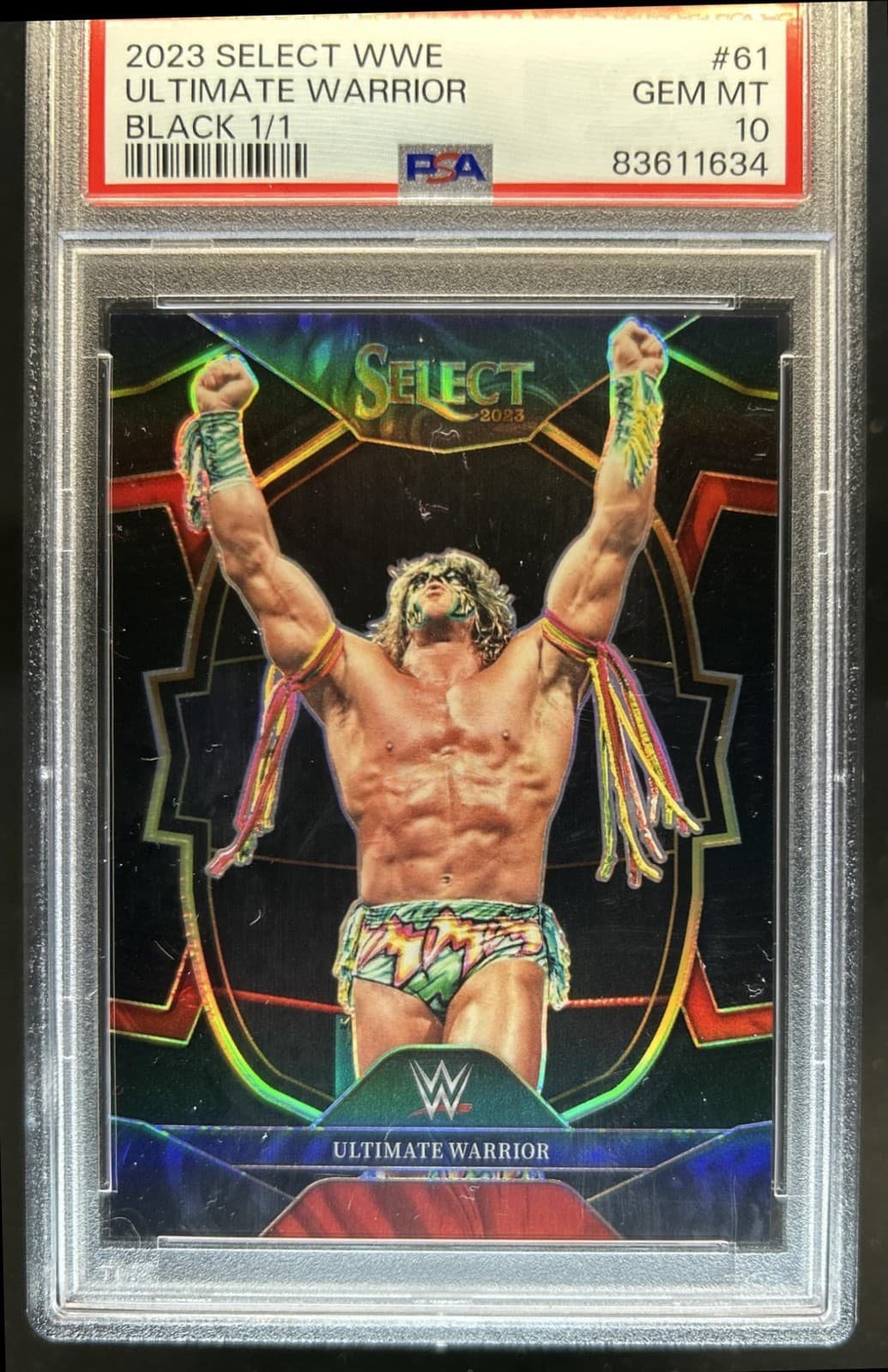 2023 Panini Select WWE Ultimate Warrior Black Prizm Concourse #1/1 PSA 10