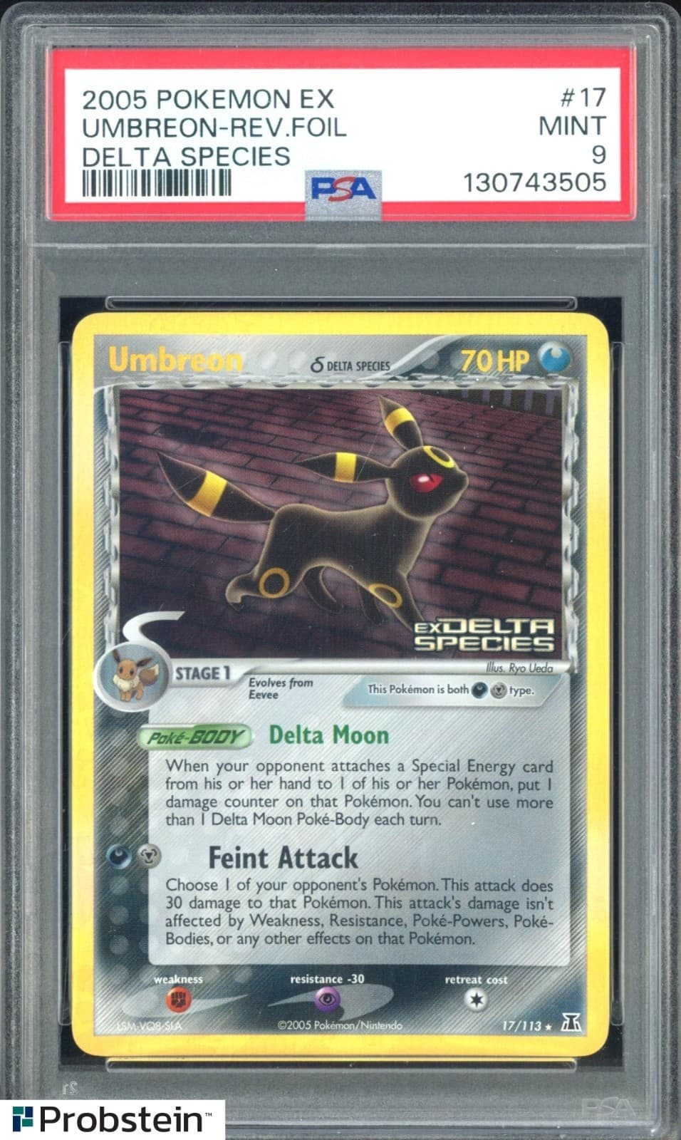 2005 Pokemon EX Delta Species #17 Umbreon Reverse Holo Foil PSA 9 MINT