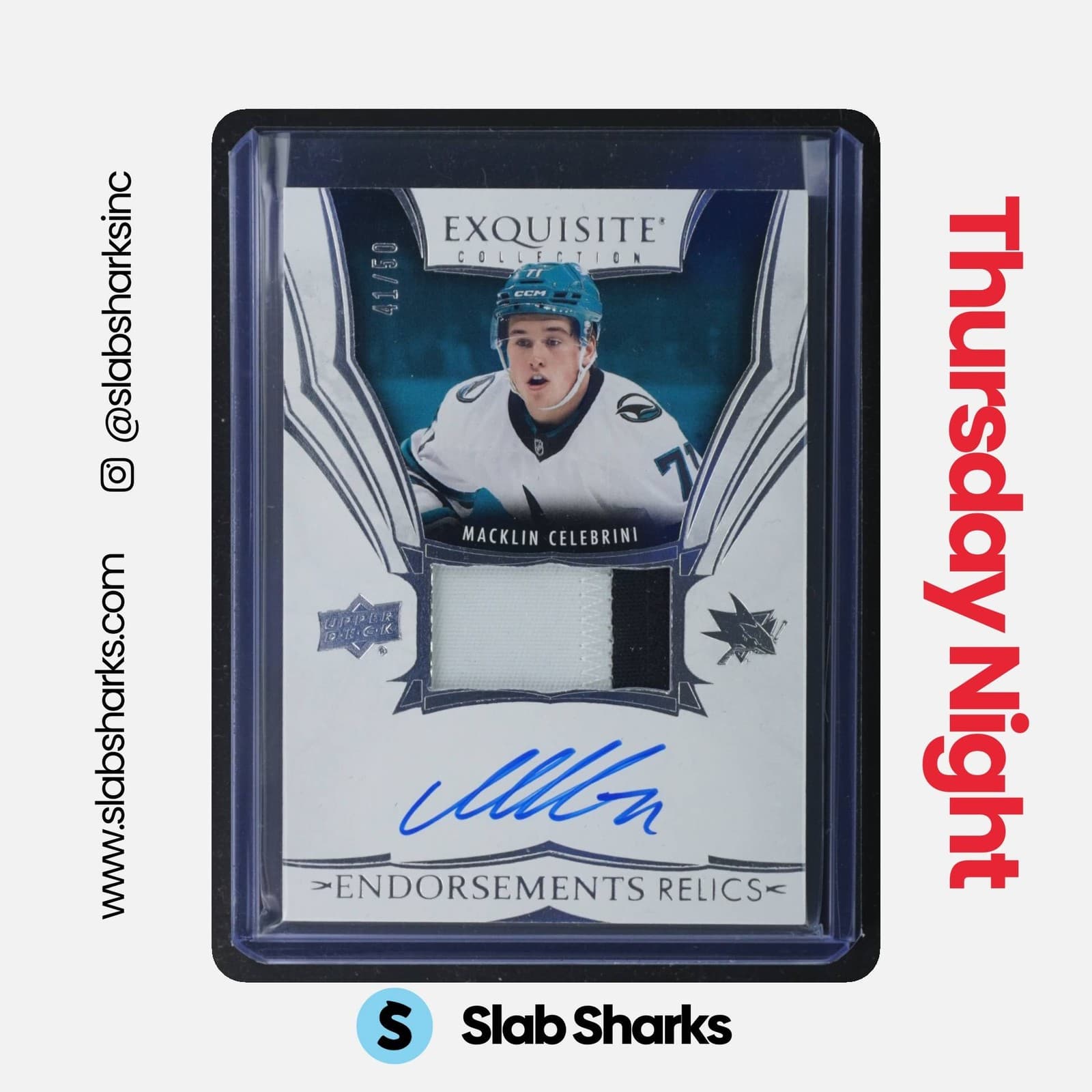 2024 THE CUP MACKLIN CELEBRINI EXQ. ENDORSEMENTS RELICS ROOKIE PATCH AUTO RC /50